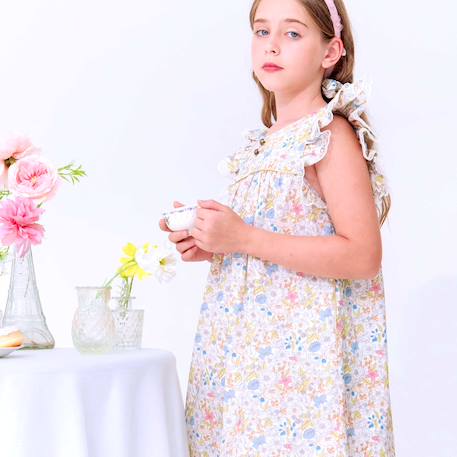 Fille-Robe cérémonie fille fleurie liberty jaune | appoline