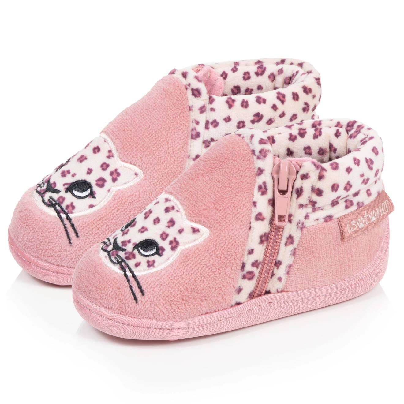 Chaussons Bottillons Zip Faciles Enfiler Bon Maintien Du Pied Semelle Antidrapante Blush 14$