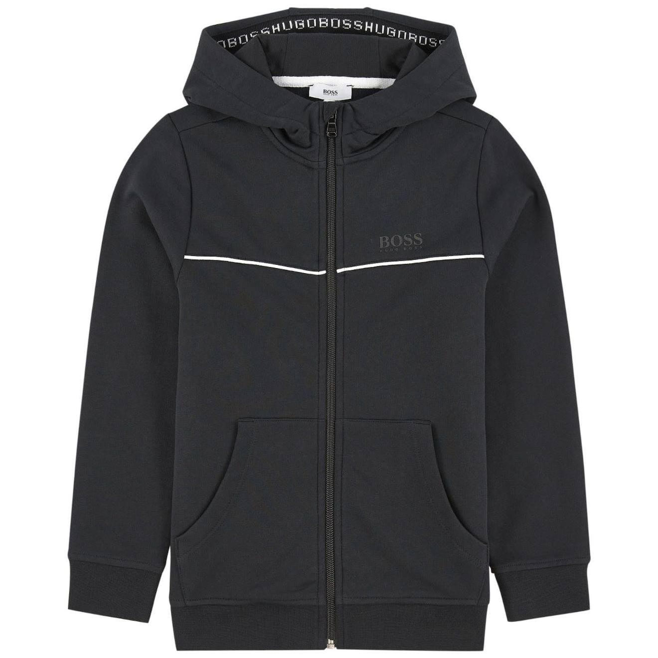 Sweat Capuche Garon En Coton Noir Fonc 48$