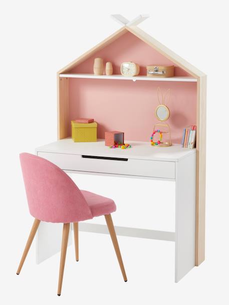 Bureau Primaire Fond Reversible Bleu Ou Rose Ligne Tipili Blanc Bois Vertbaudet