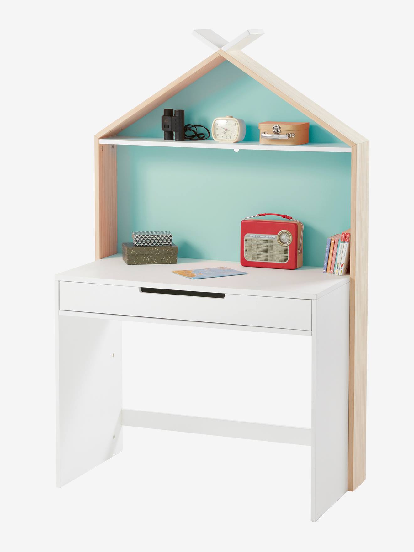 Bureau Primaire Fond Reversible Bleu Ou Rose Ligne Tipili Blanc Bois Vertbaudet