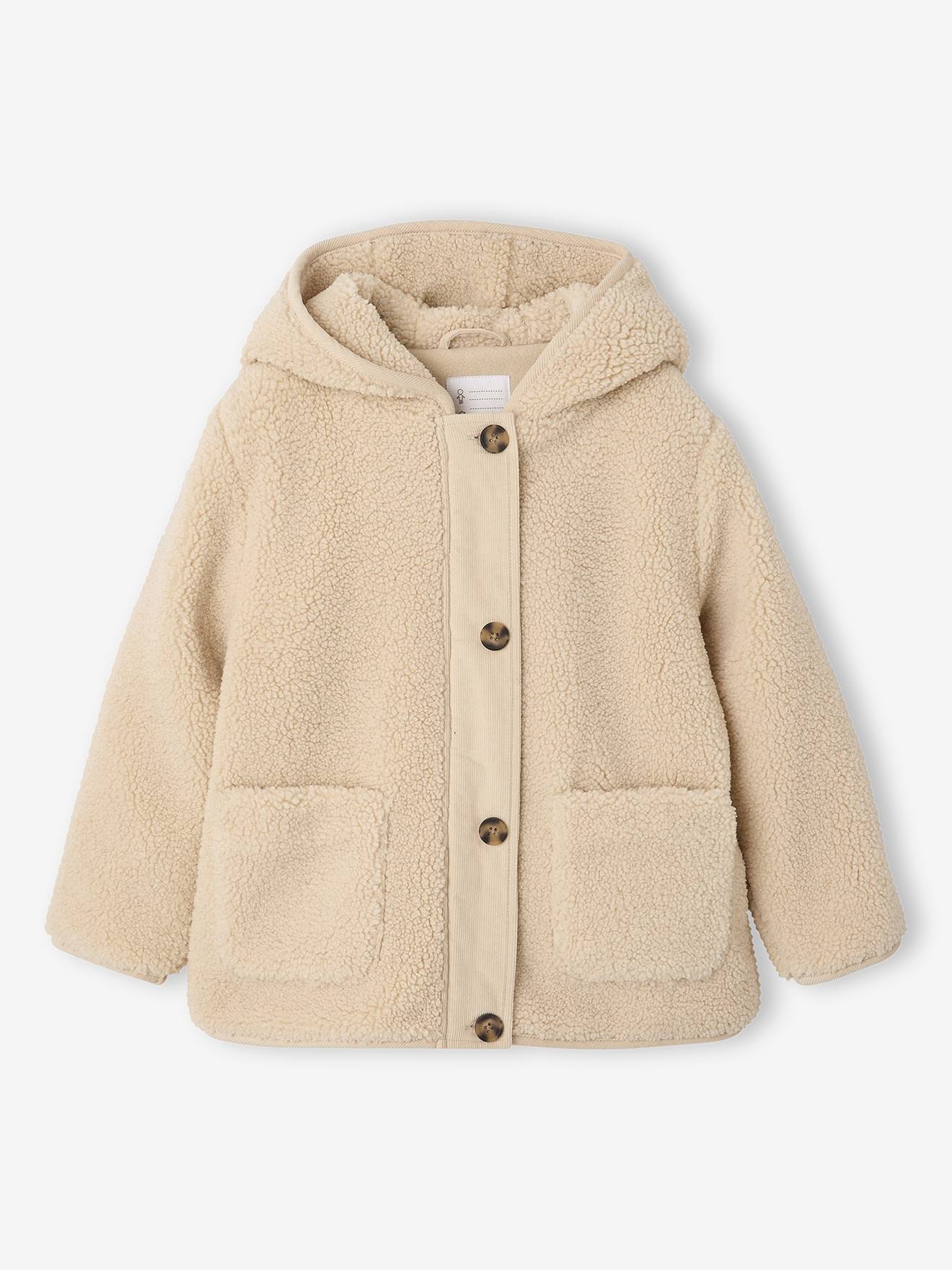 Manteau fille à capuche écru