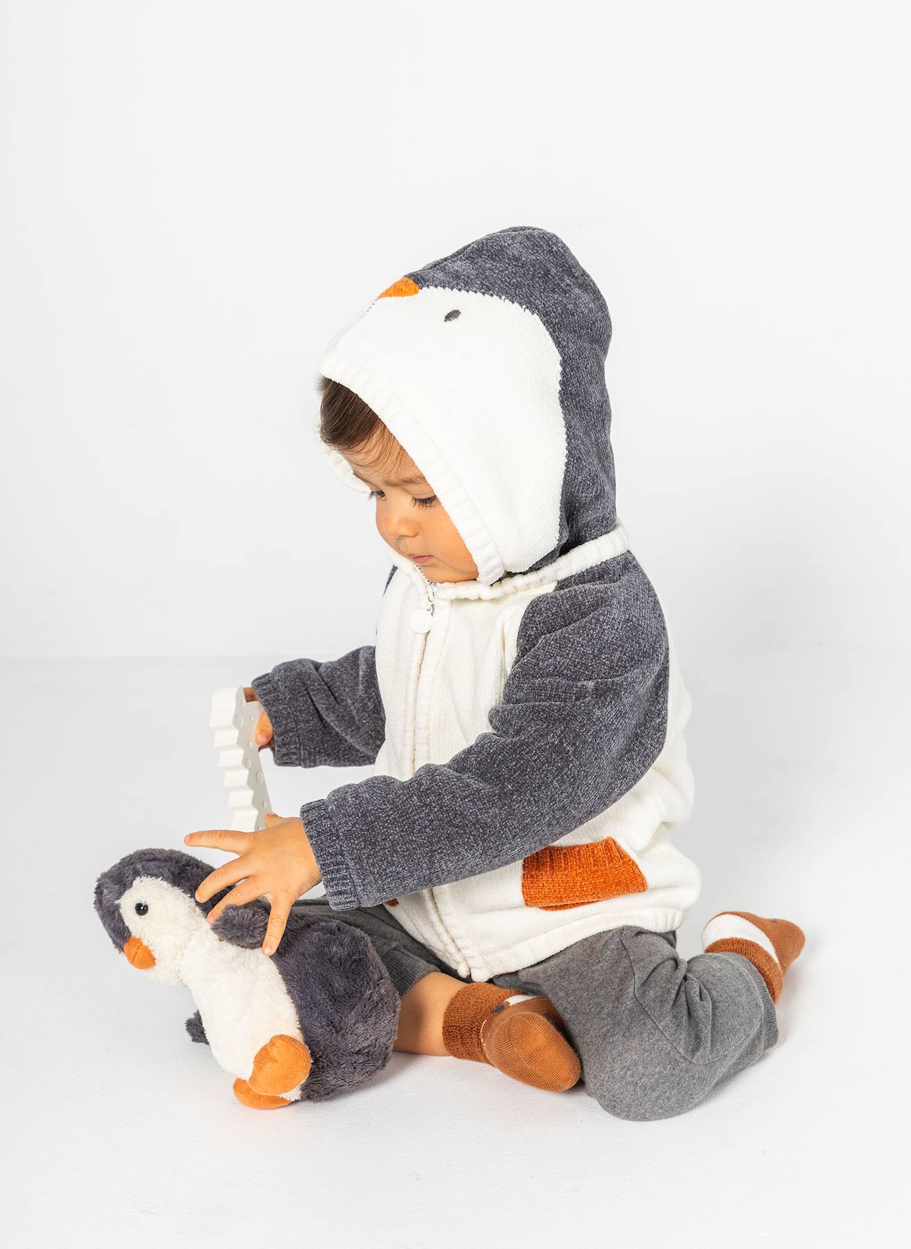Veste Bb En Maille Capuche Combine Blanc 43$