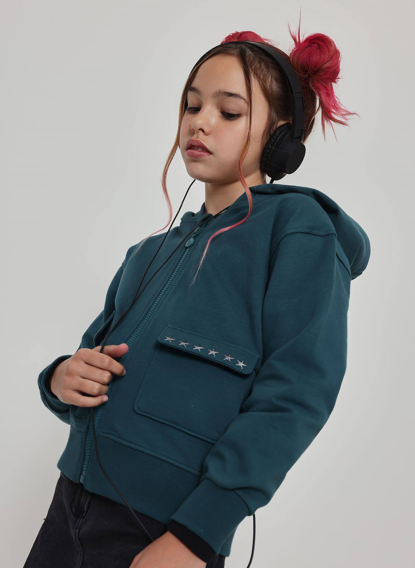 Veste Fille En Molleton Avec Étoiles Vert Veste Fille En Molleton Avec Étoiles Vert