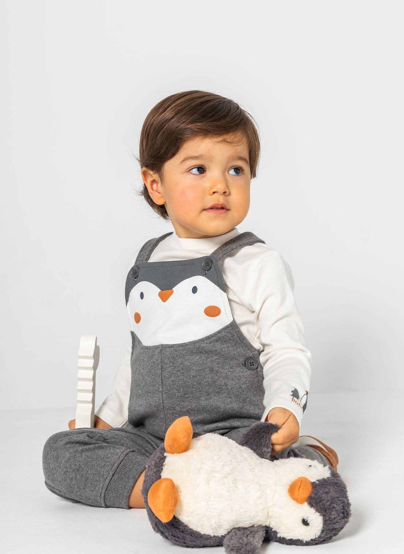 Ensemble Bébé Garçon Imprimé Pingouin Gris