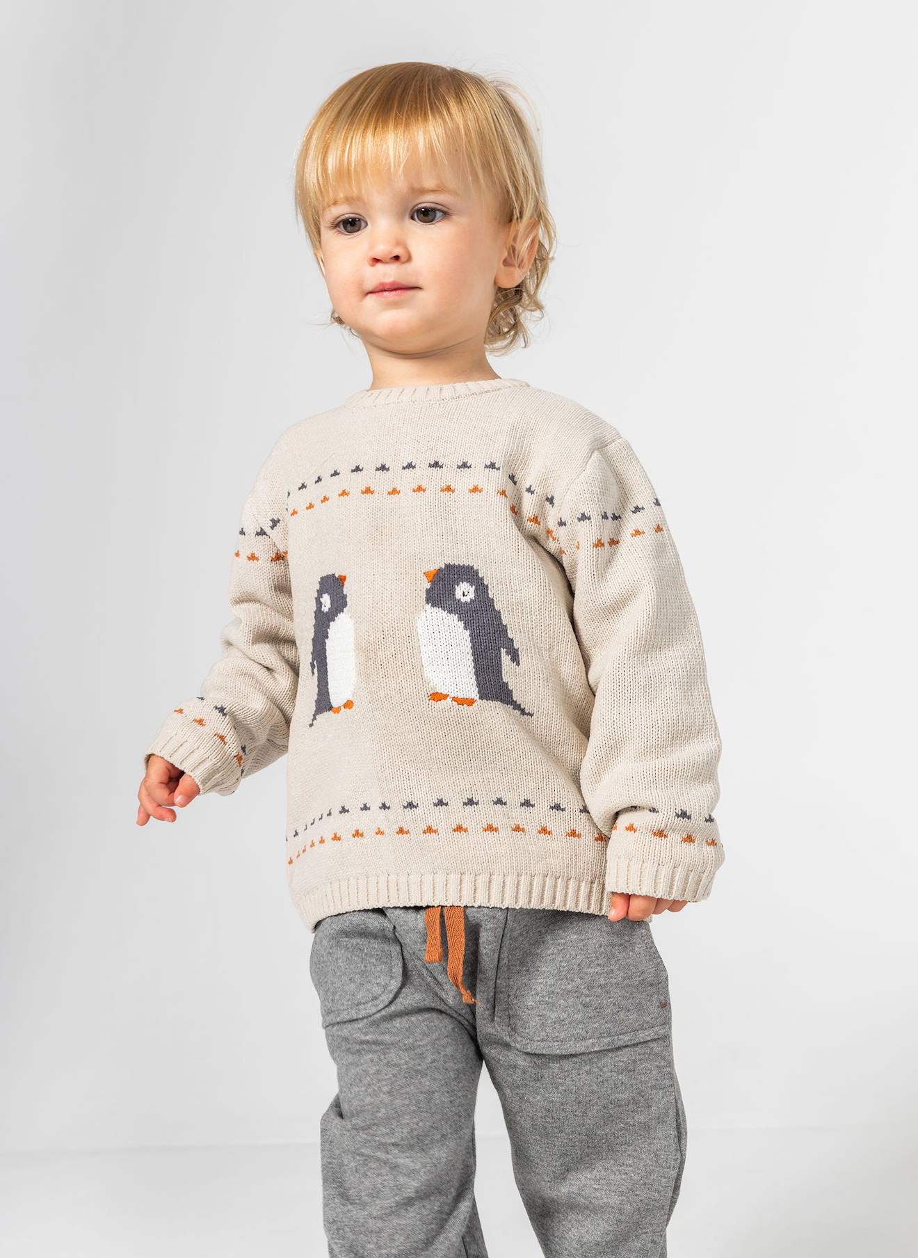 Ensemble Bb Garon En Maille Avec Pingouins Beige 48$