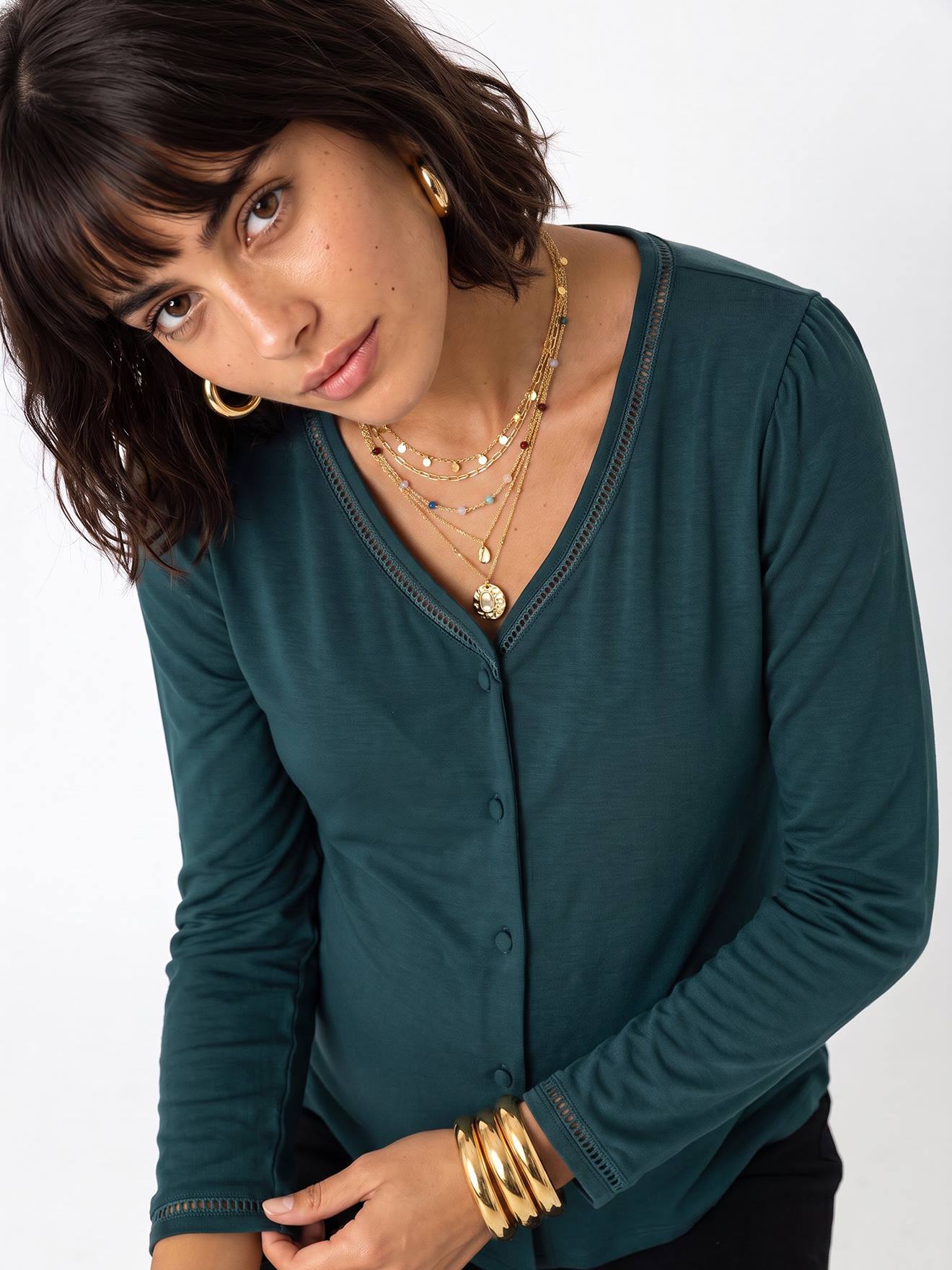 T-shirt grossesse et allaitement manches longues vert sapin