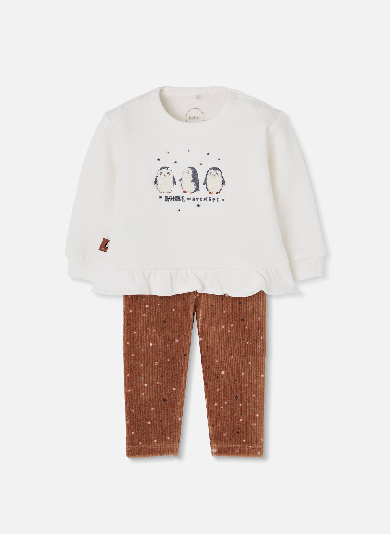 Ensemble Bb Fille En Maille Imprim Pingouins Blanc 40$
