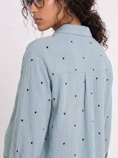 Vêtements de grossesse-Chemise gaze de coton brodé FM grossesse et allaitement