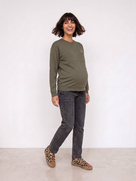 Sweat grossesse et allaitement kaki 1 - vertbaudet enfant 