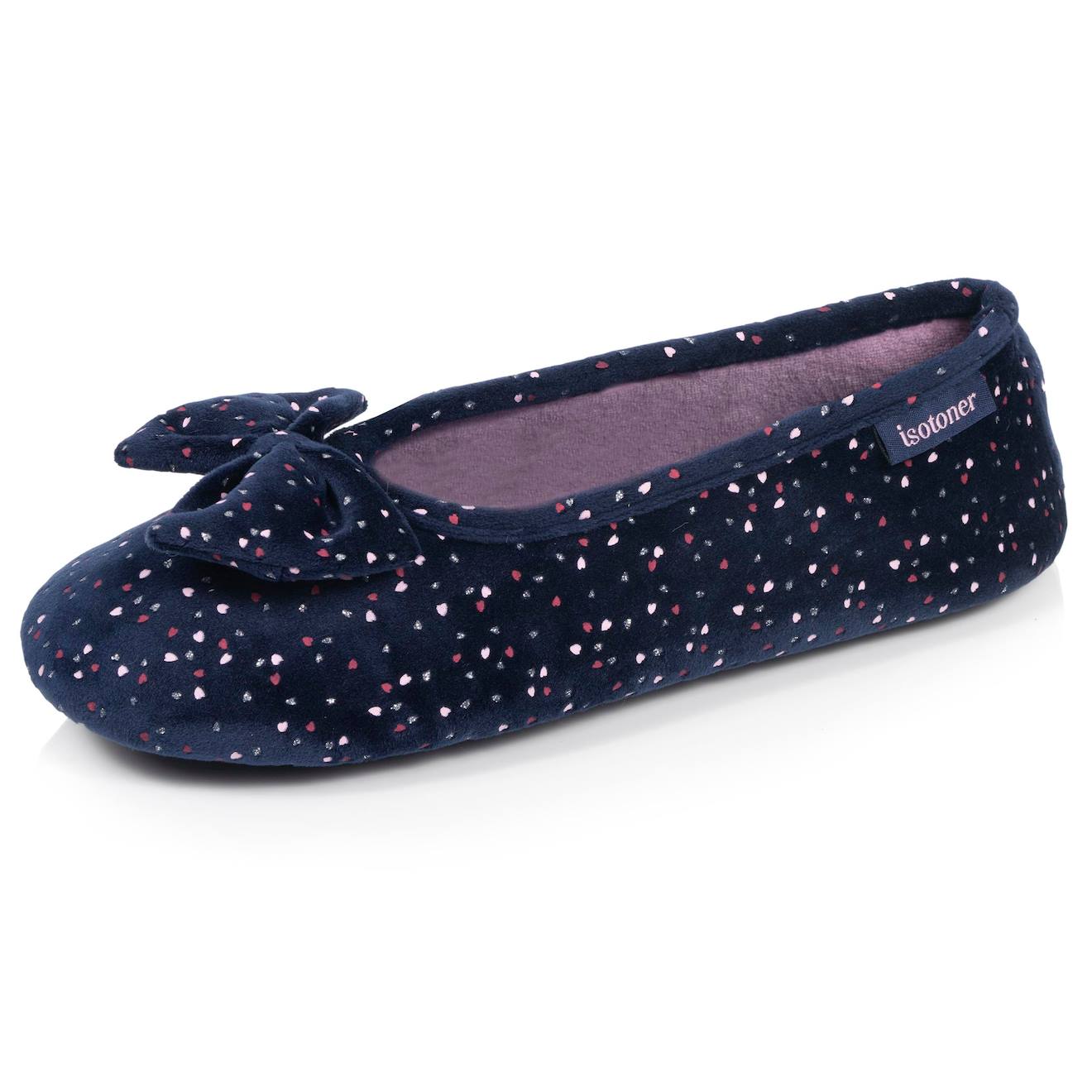 Chaussons Ballerines Suédine, Semelle Souple, Mousse À Mémoire Forme Marine