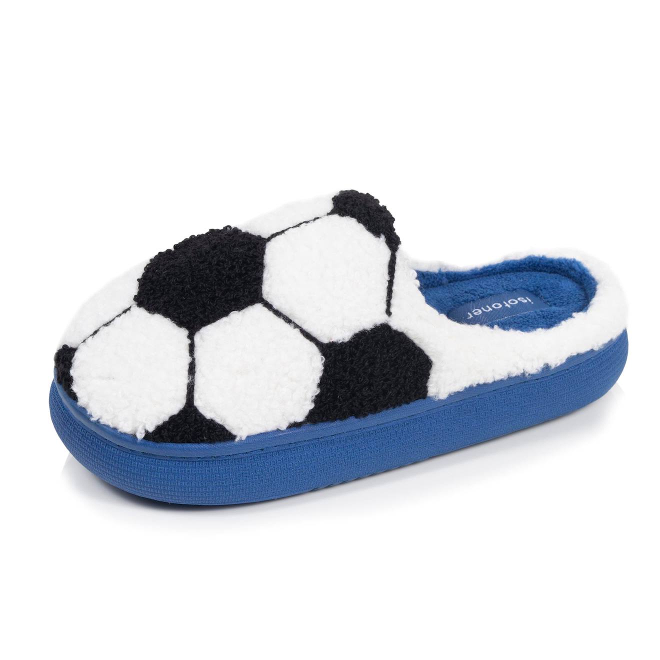 Chaussons Mules Maille Bouclette Semelle Bloup Extra Confort Bleu