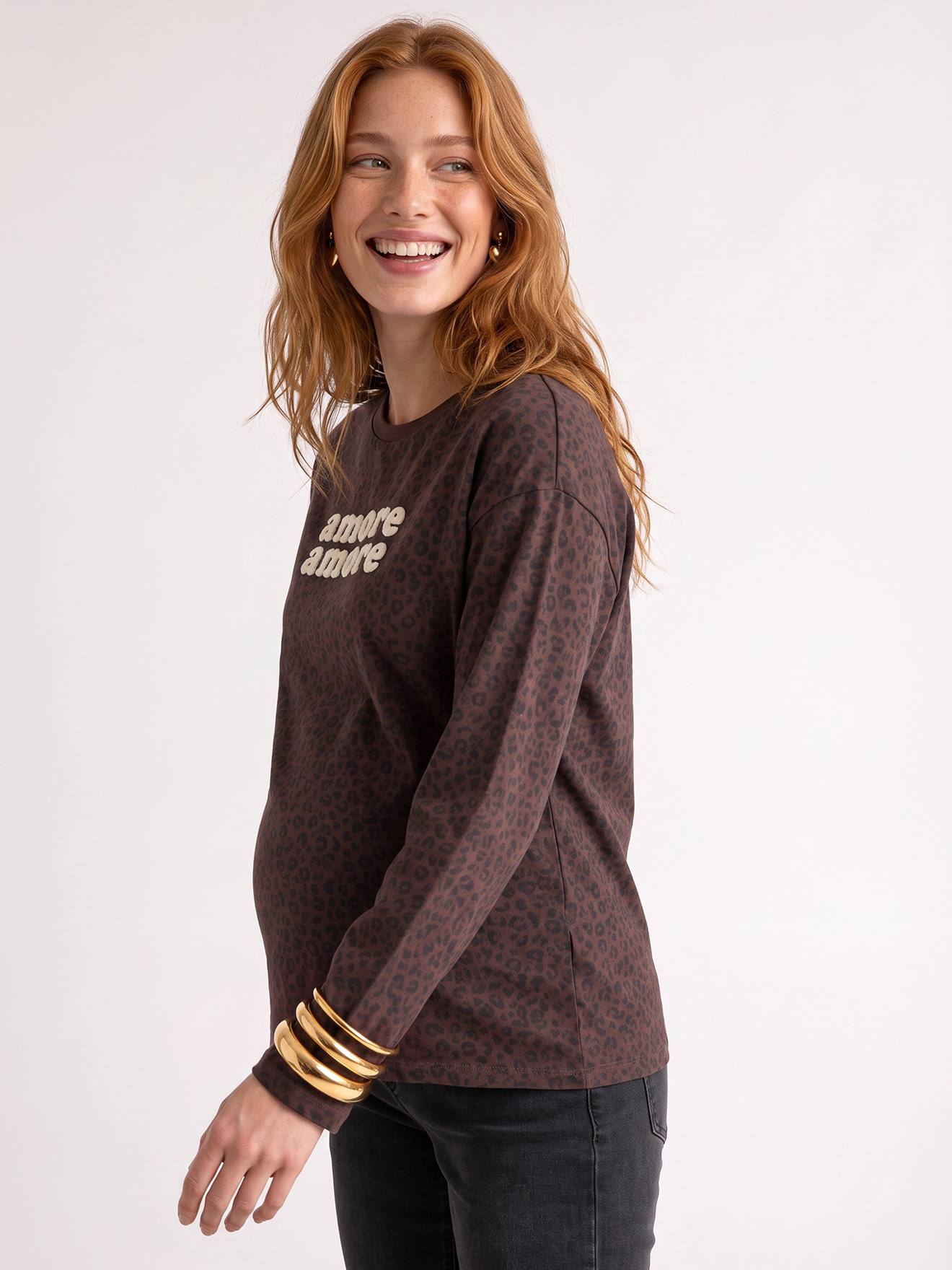 T-shirt grossesse manches longues chocolat 26$