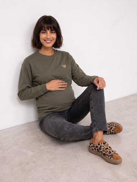 Sweat grossesse et allaitement kaki 2 - vertbaudet enfant 
