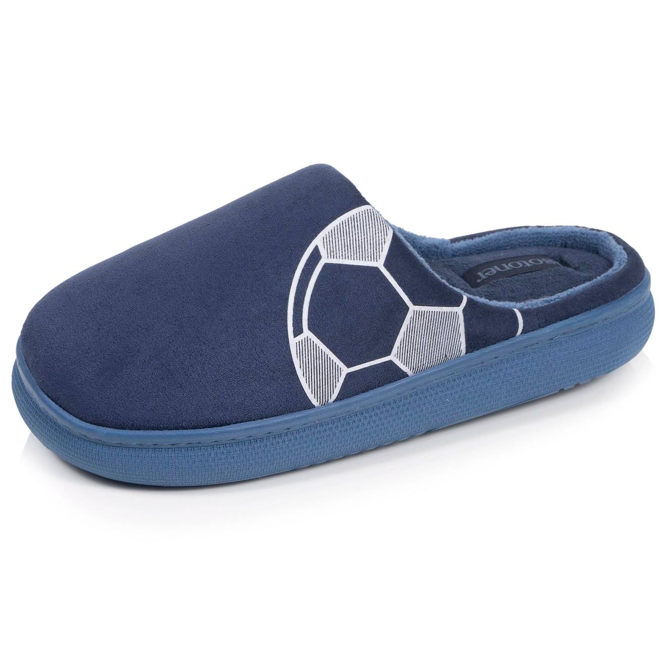 Chaussons Mules Suédine Semelle Bloup Extra Confort Marine