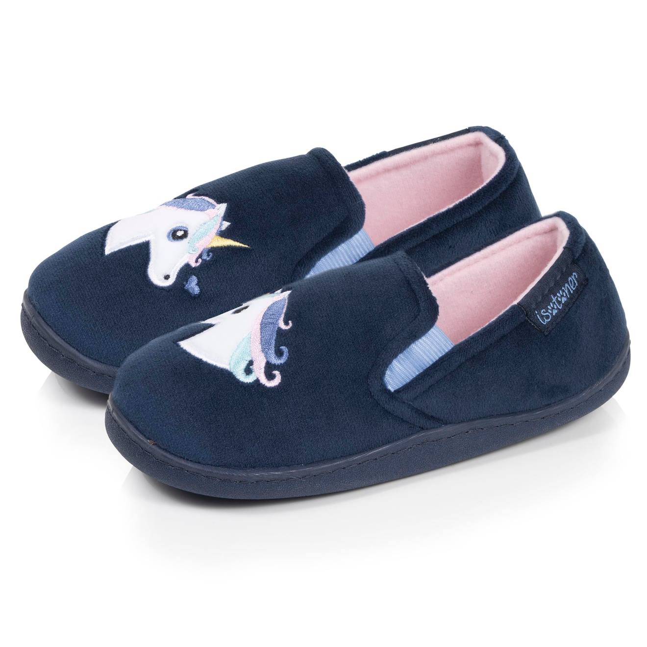Chaussons Mocassins Velours Maintien Souple Facile Enfiler Semelle Flexible Marine 13$