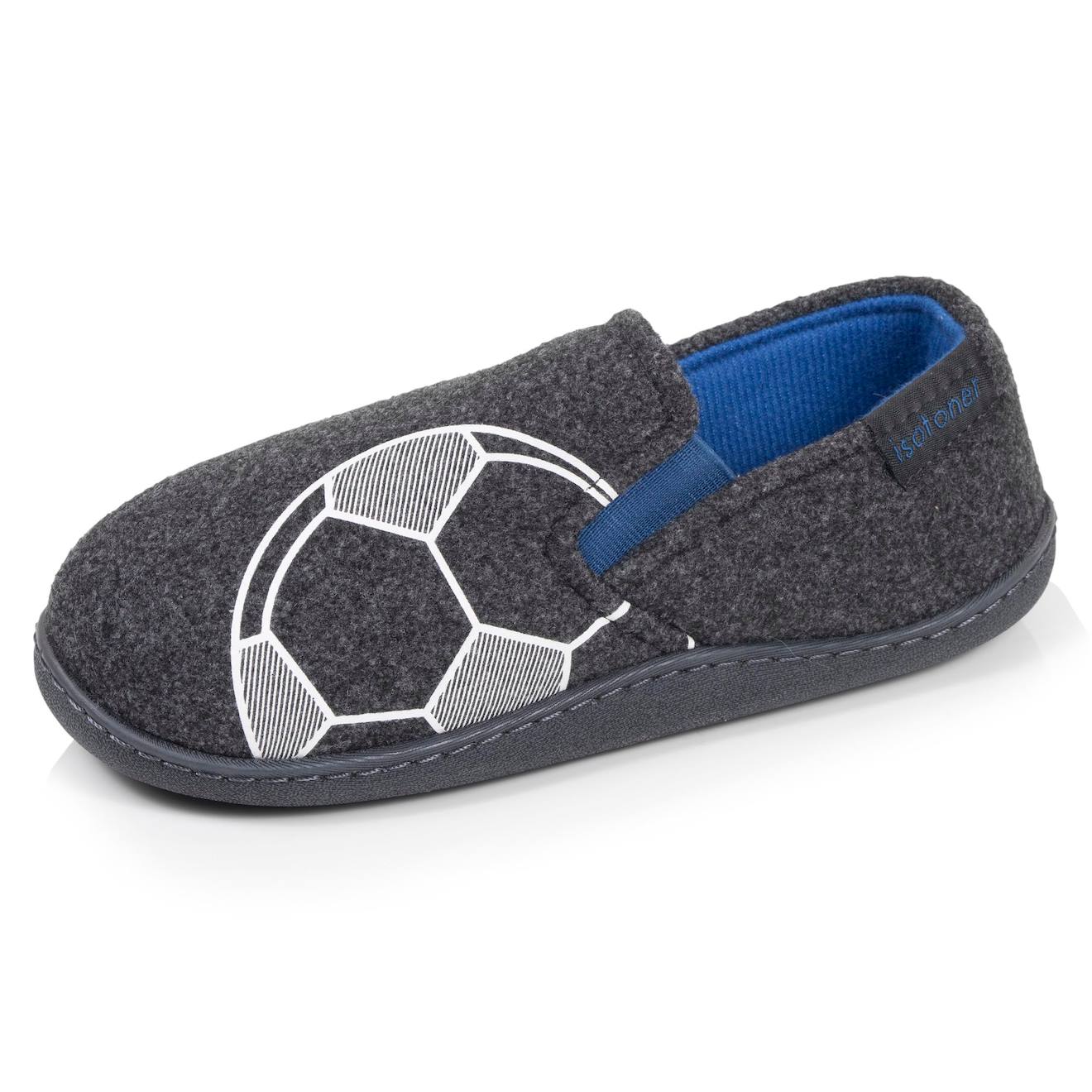 Chaussons Mocassins Polaire Chinée, Maintien Du Pieds, Semelle Légère, Souple Gris Chiné