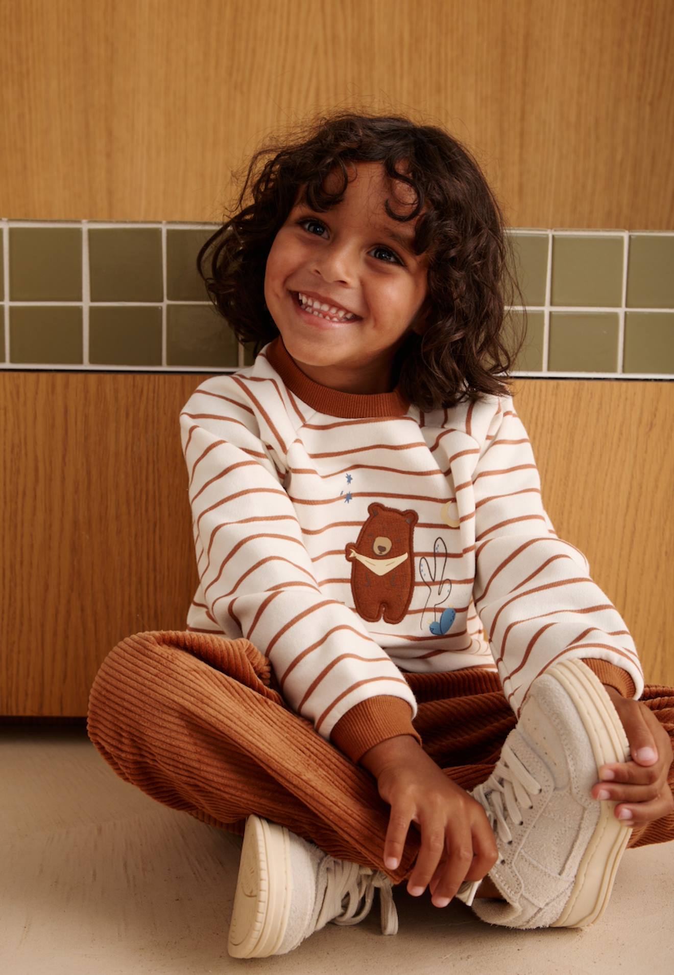 Sweat-shirt Bb En Molleton Moka Ecru 21$