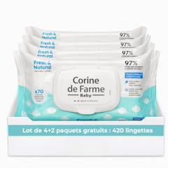 -Pack de 6 lingettes bébé fresh and natural peaux sensibles