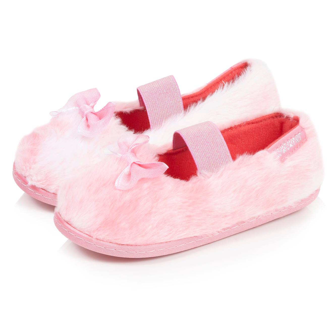 Chaussons Ballerines Fausse Fourrure Maintien Souple Facile Enfiler Semelle Flexible Rose 13$