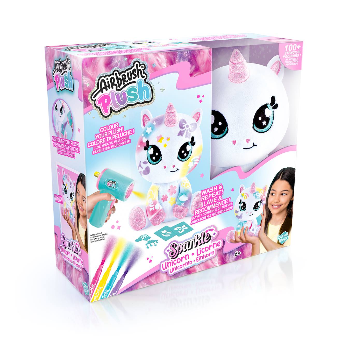 Airbrush Plush – Licorne Pailletée – Avec Spray Électronique, Feutres Et Pochoirs Multicolore