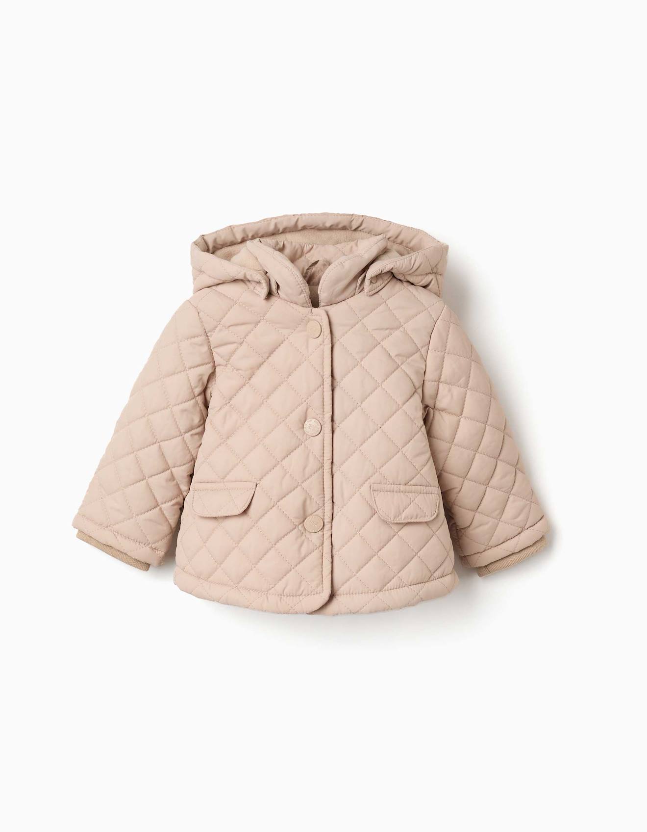 Veste Matelasse Capuche Et Doublure En Polaire Beige Clair 38$