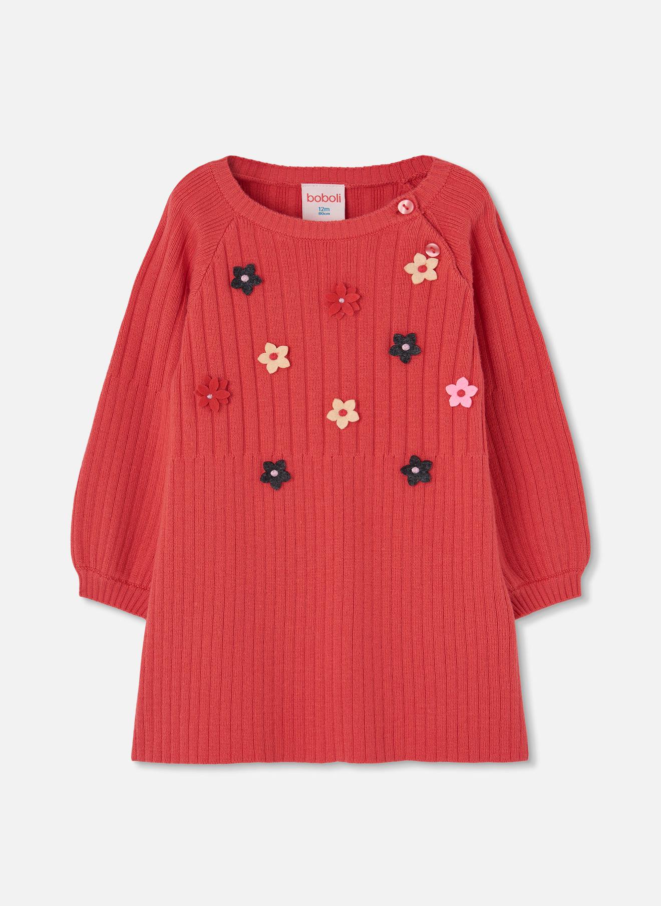 Robe Bb En Maille Avec Fleurs Rouge 48$