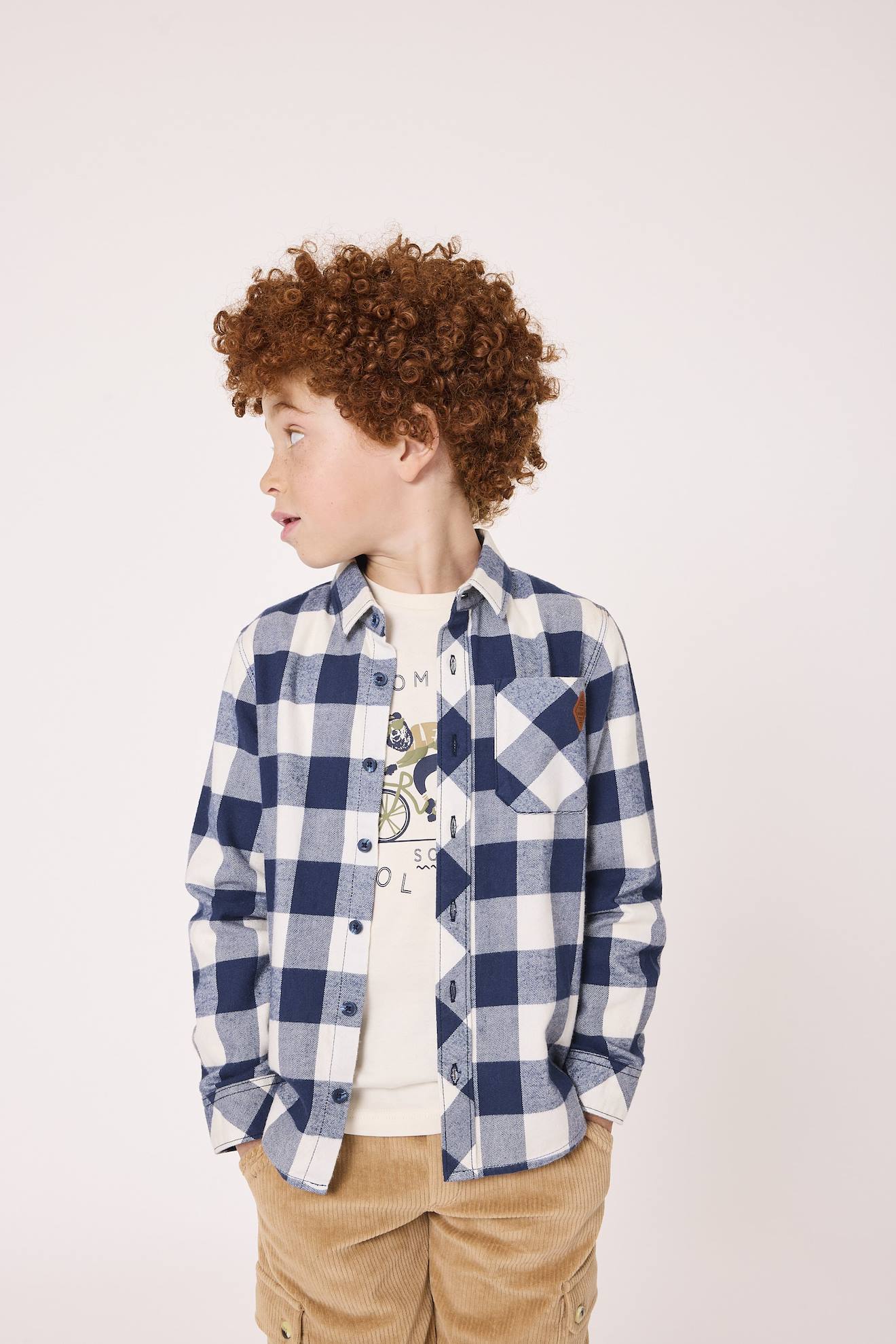 Chemise Manches Longues 100 Coton Garon Carreaux 29$