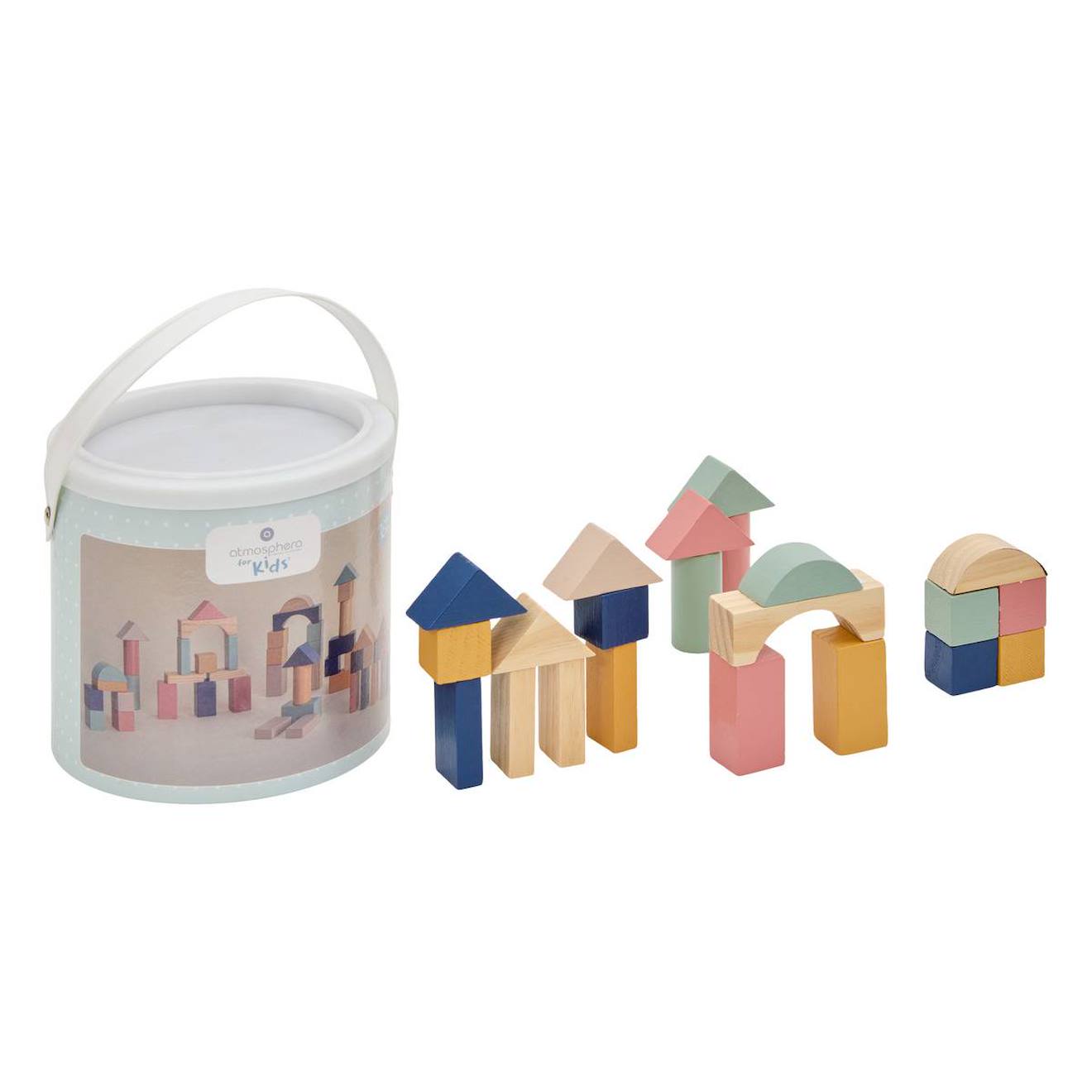 Jeu De 50 Cubes De Construction Bois Multicolore