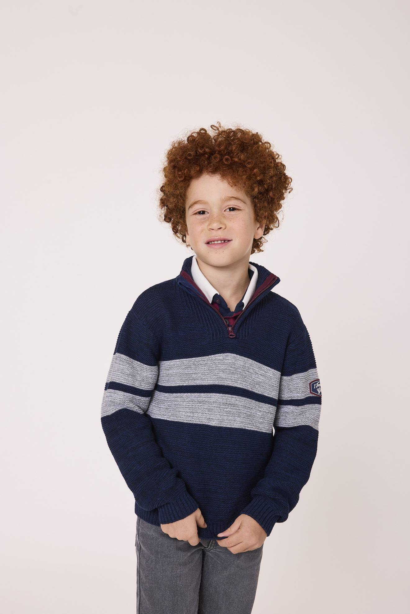 Pull 100 Coton Garon Indigo Chine Raye Gris Chine 35 €