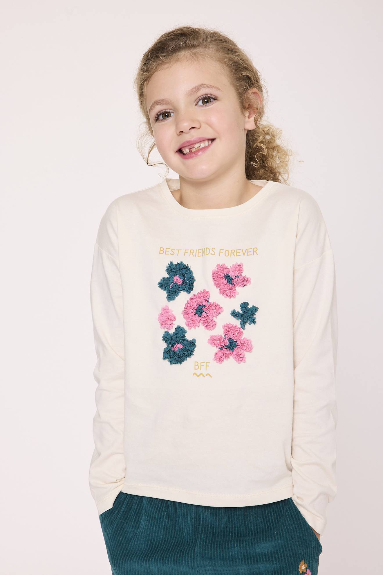T-shirt Manches Longues 100 Coton Fille Grege 16$