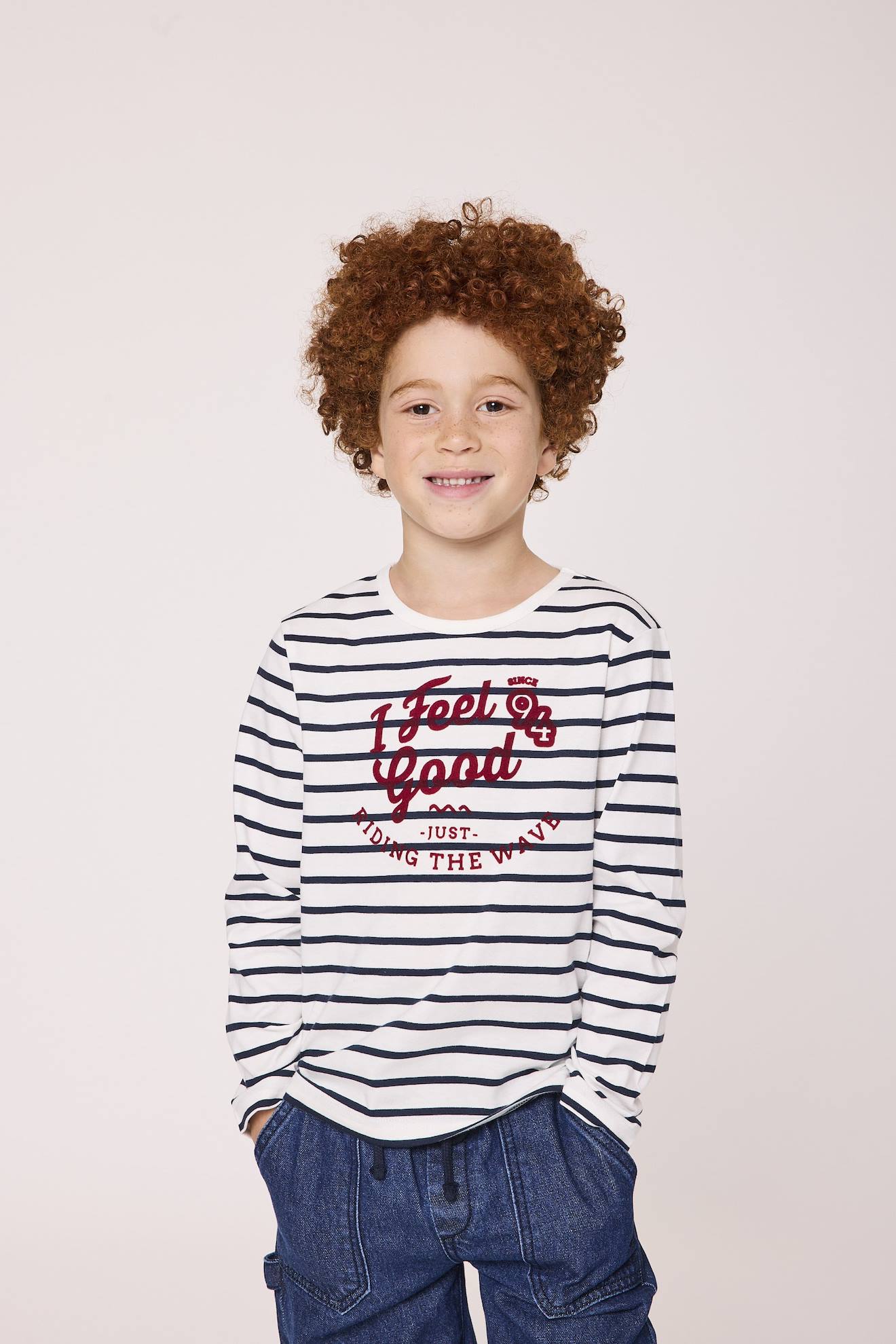 Mariniere Manches Longues 100 Coton Garon Fond Blanc Casse Raye Indigo 19$