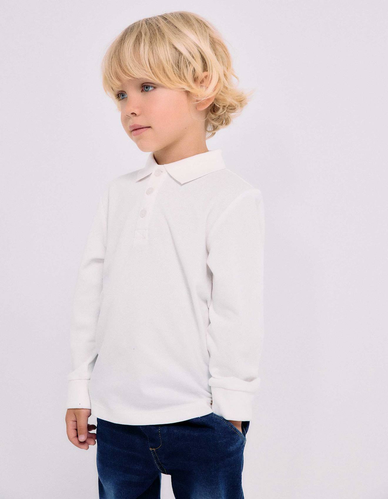 Polo Manches Longues En Coton Blanc 15$