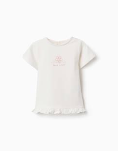 -T-shirt en coton avec imprimé et ourlet à volants
