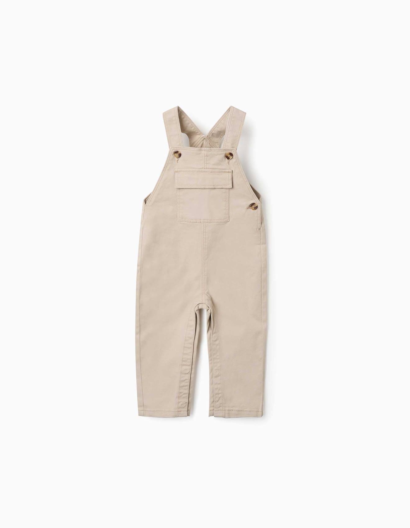 Salopette En Serg Avec Poche Rabat Beige Clair 30$