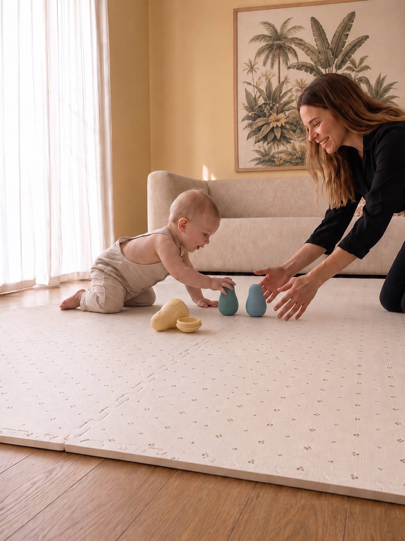 Grand tapis 9 dalles en mousse cherry