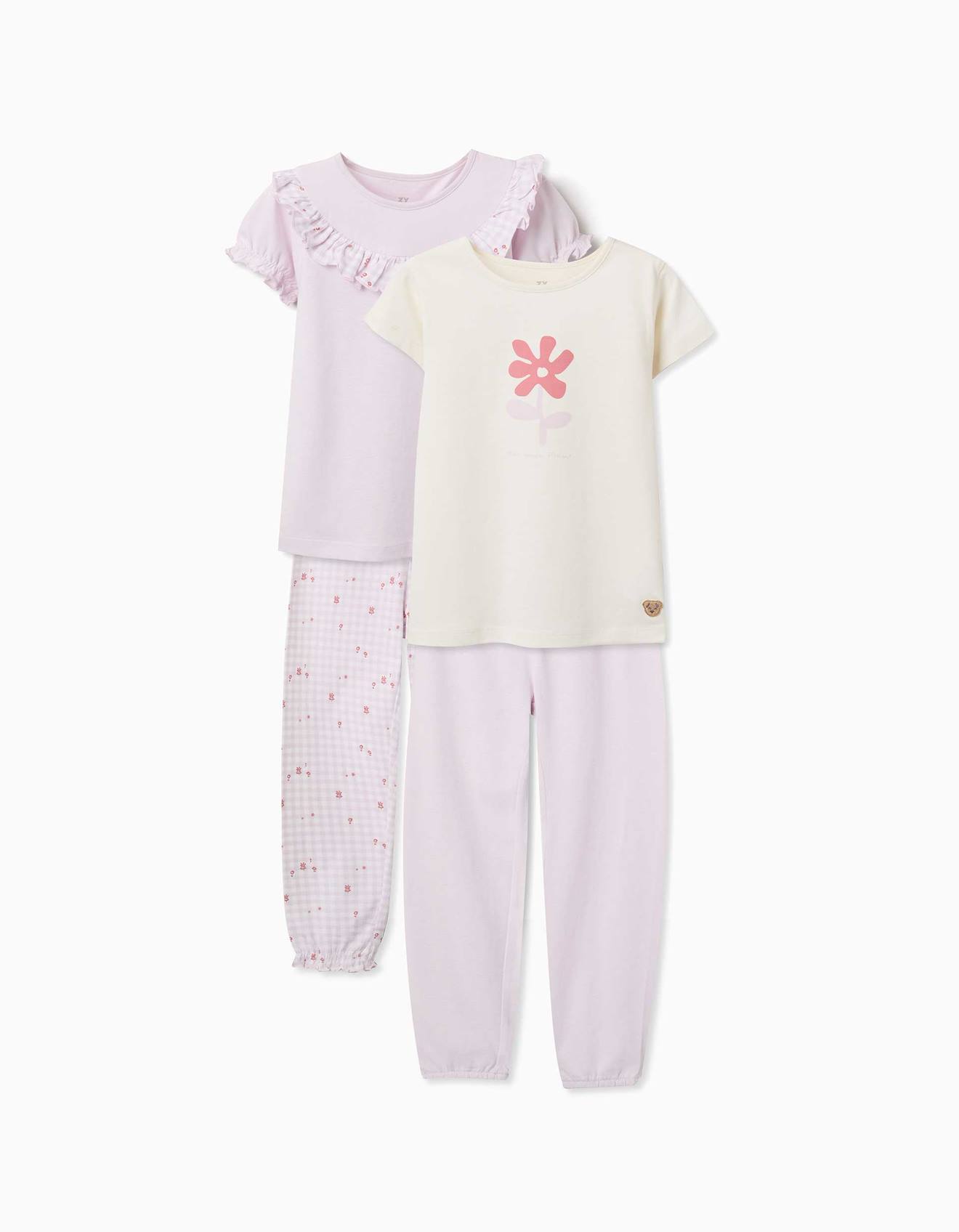 Lot De 2 Pyjamas Courts En Coton Avec Imprims Floraux Multicolore 33$