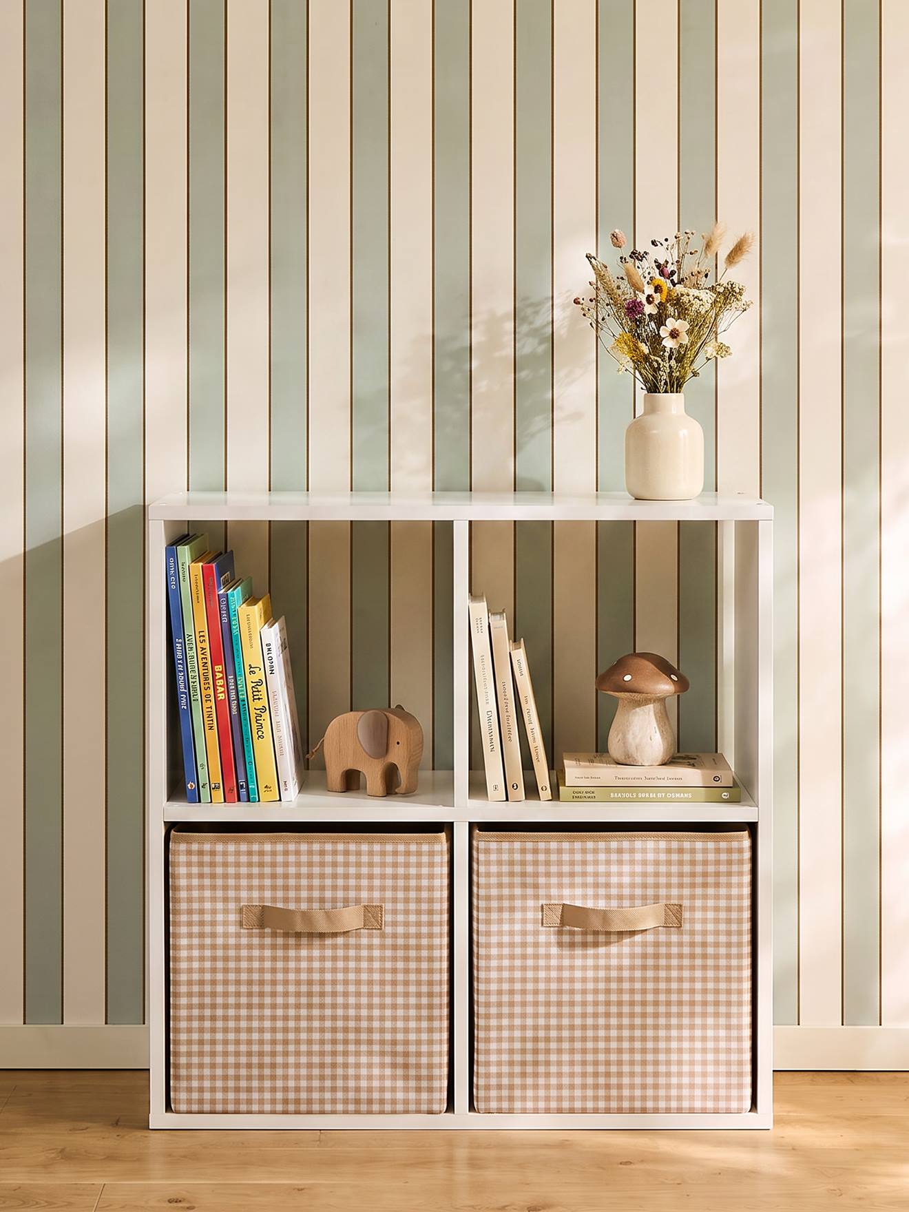 Lot de 2 bacs de rangement en coton moka