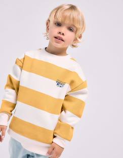 -Sweat en coton peigné à rayures et imprimé