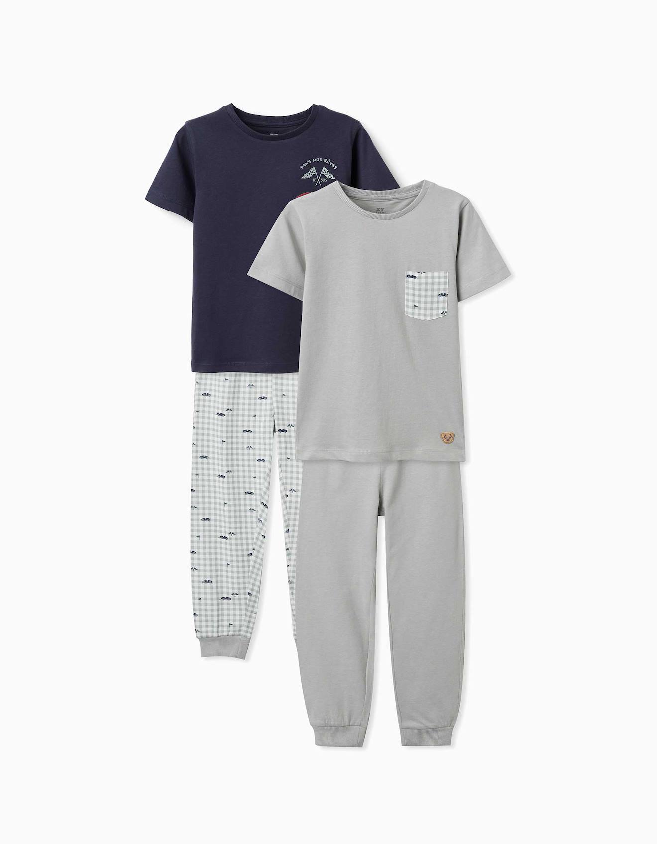 Lot De 2 Pyjamas Manches Courtes En Coton Avec Imprims Voitures Multicolore 33$