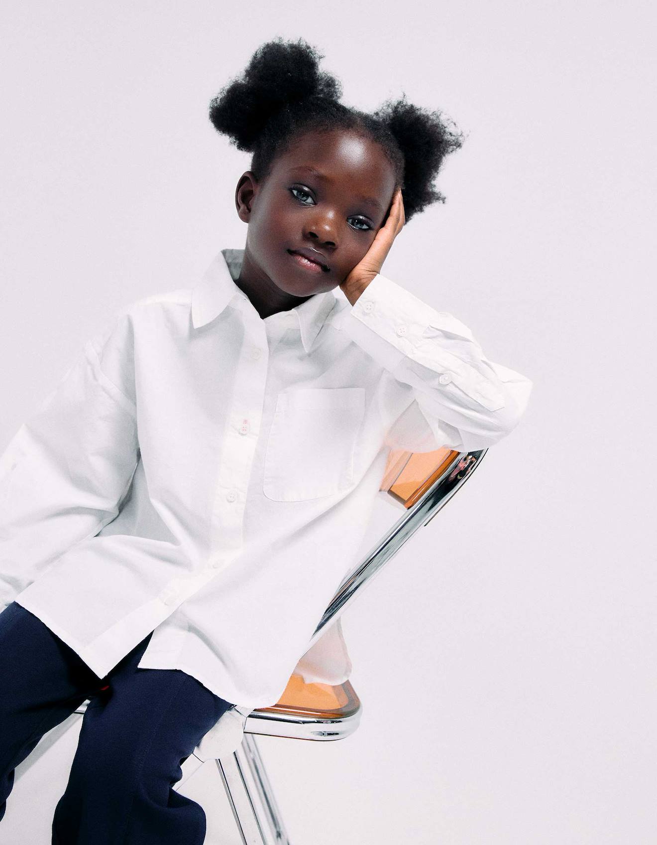 Chemise En Popeline Manches Longues Avec paules Tombantes Blanc 26€