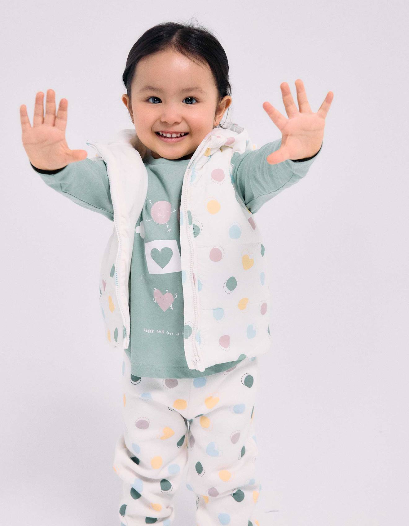 Doudoune Sans Manches Avec Capuche Et Motif Curs Et Pois Blanc 26$