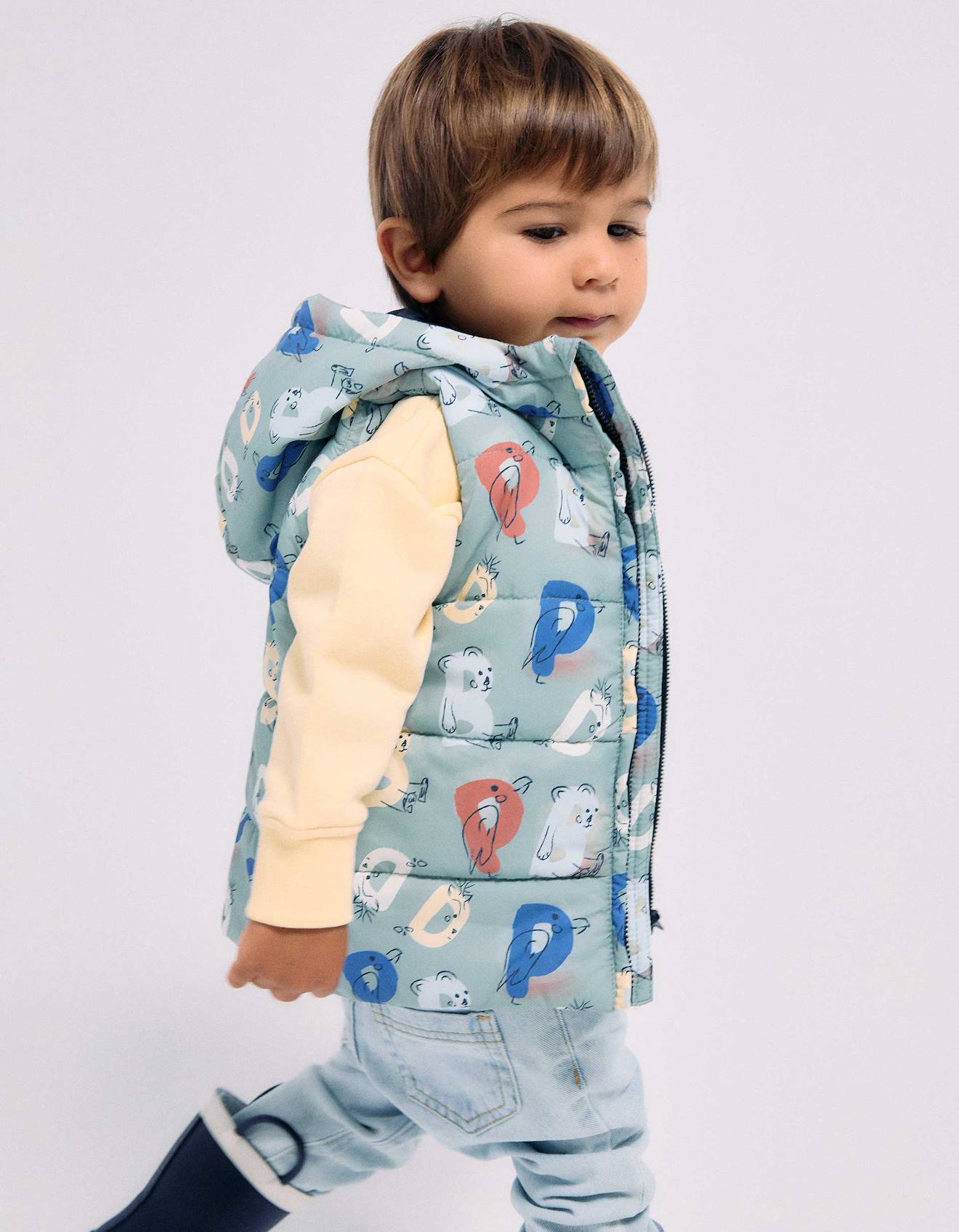 Doudoune Sans Manches Avec Lettres Imprimes Vert 26$