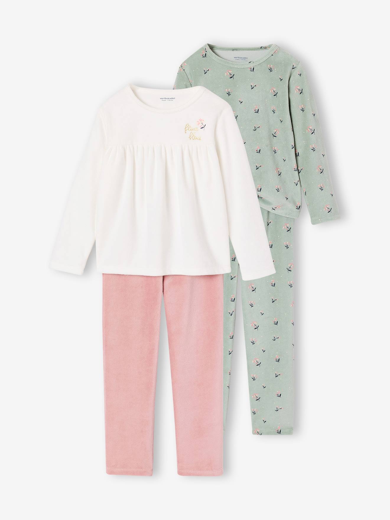 Lot de 2 pyjamas fille vieux rose