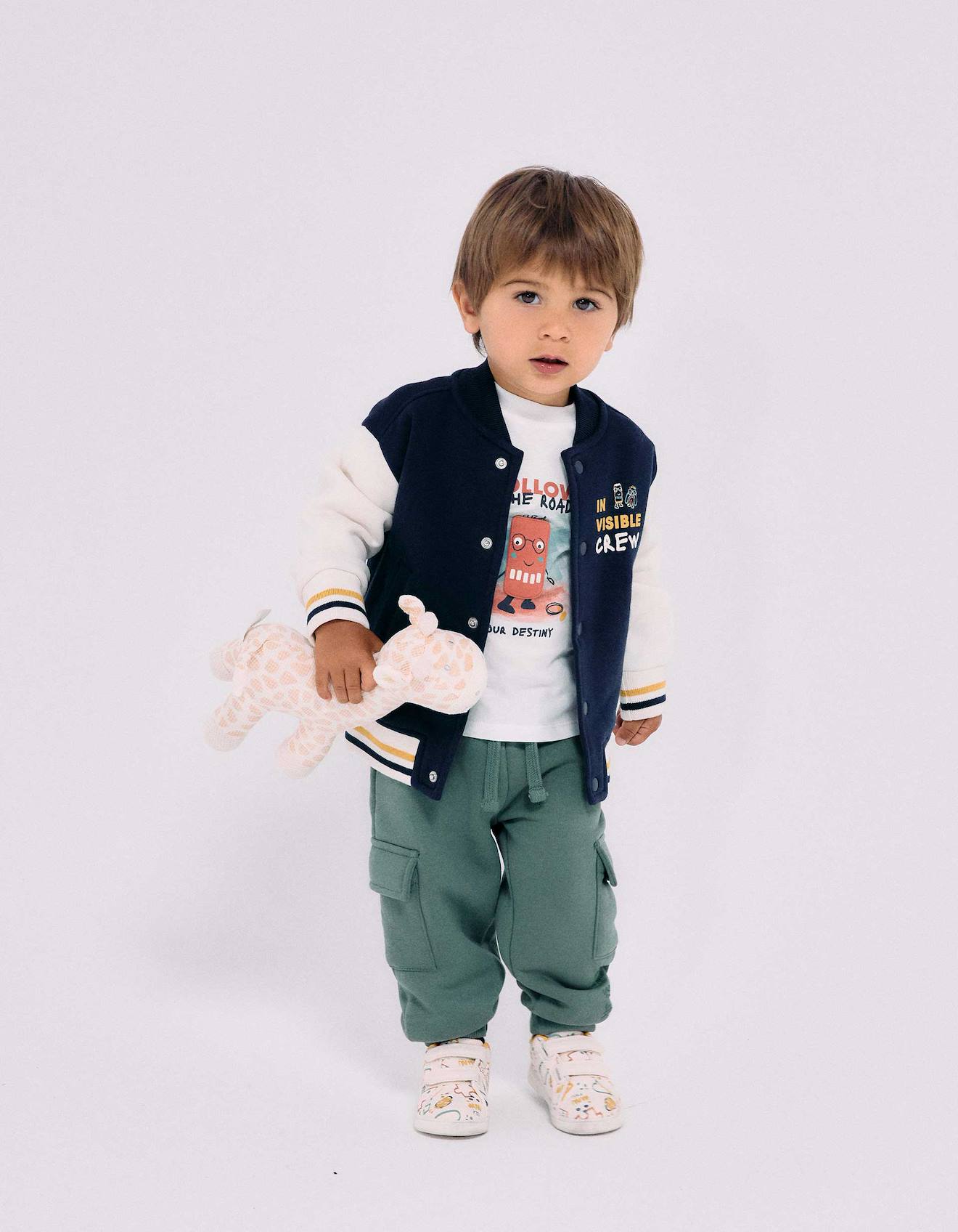 Blouson Bomber En Coton Peign Avec Imprim Bleu Fonc 30$