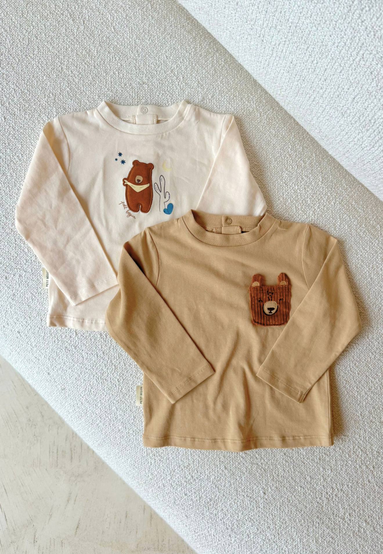 Lot De 2 T-shirts Bb Manches Longues Moka Marron 20$