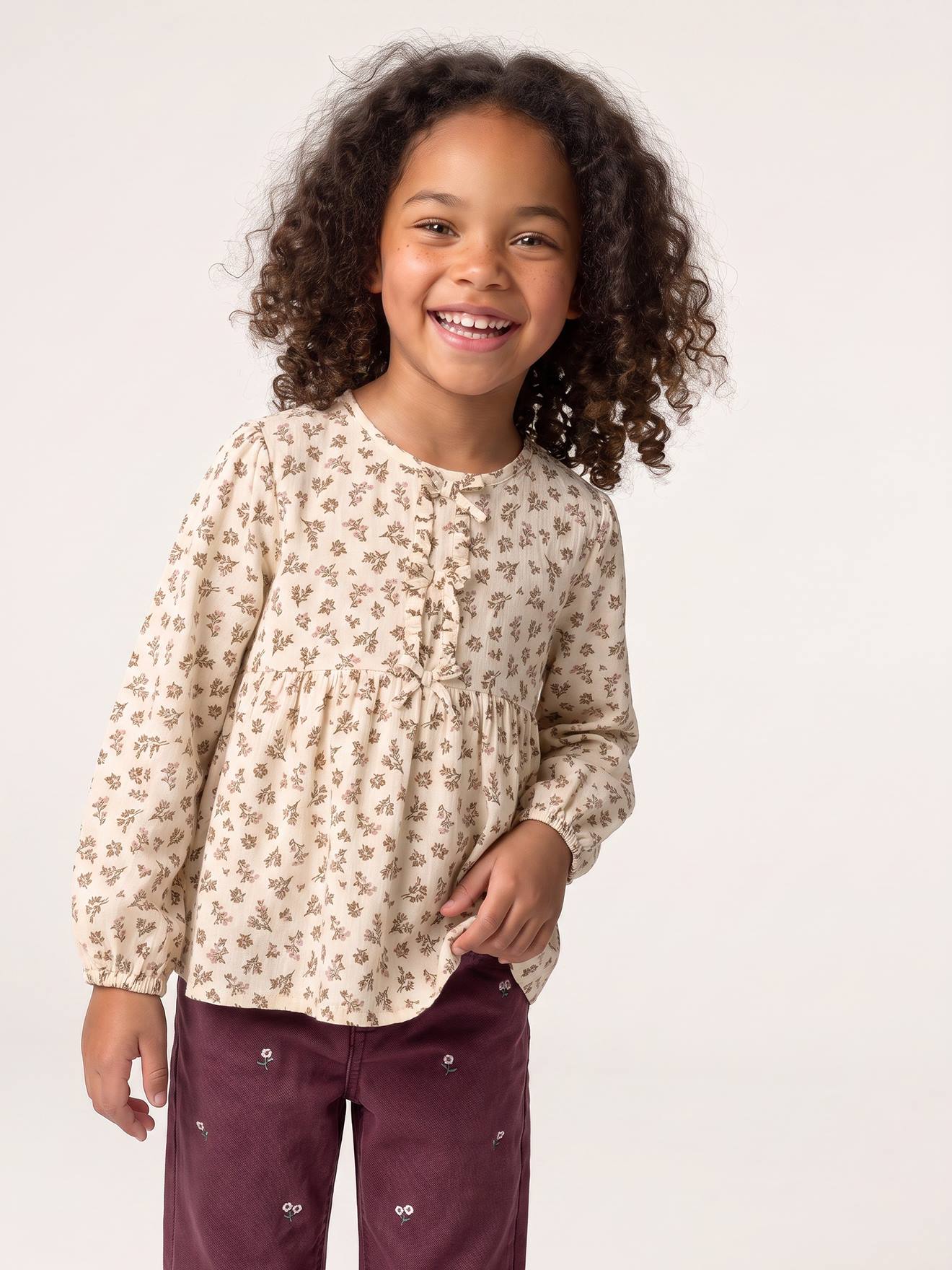 Blouse manches longues fille écru