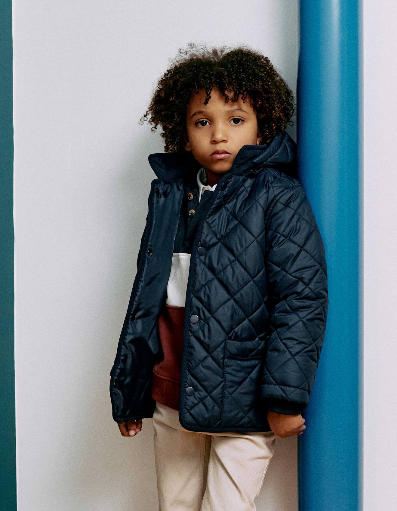 Veste Matelassée Avec Capuche Amovible Bleu Foncé