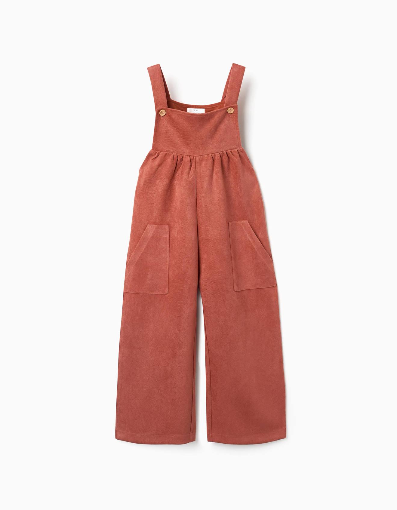 Salopette Jambe Large En Maille Interlock Avec Poches Marron 36$