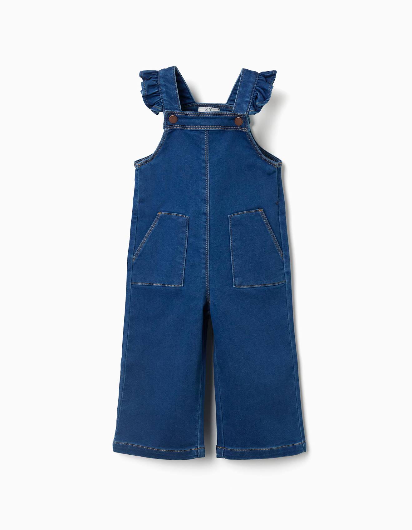 Salopette Jambe Large En Jean Avec Poches Bleu 33$